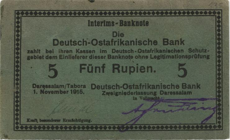 R.921f: Deutsch-Ostafrika 5 Rupien 1915 E (2) 