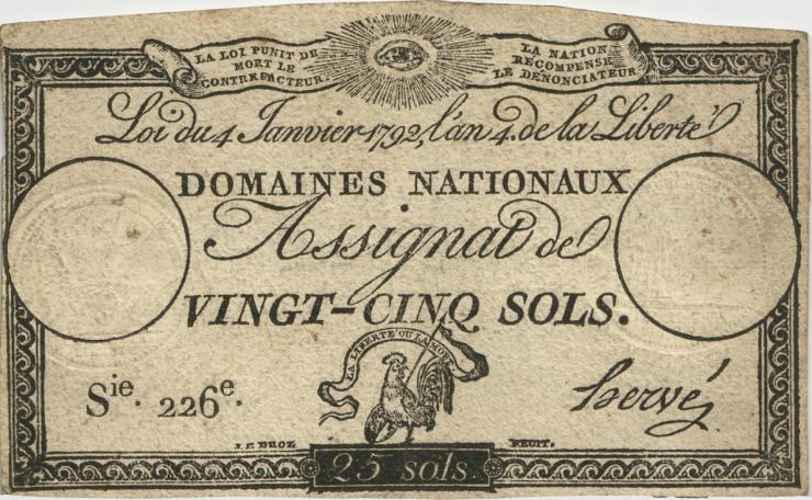 Frankreich / France P.A055 Assignat 25 Sols 1792 (3) 