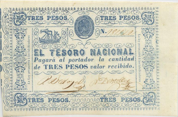 Paraguay P.023 3 Pesos (1865) (1-) 