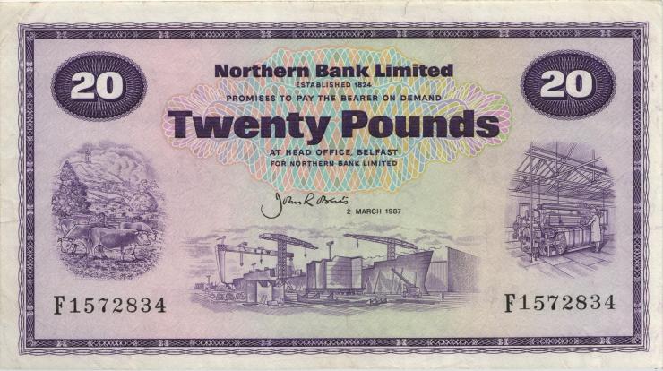 Nordirland / Northern Ireland P.190c 20 Pounds 1987 (2) 