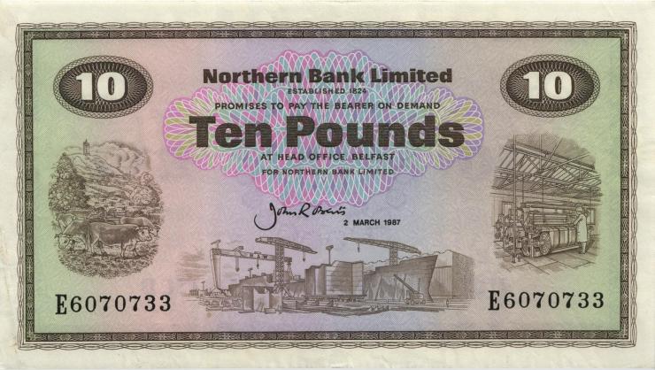 Nordirland / Northern Ireland P.189e 10 Pounds 1987 (2) 