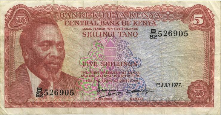 Kenia / Kenya P.11d 5 Shillings 1977 (3) 