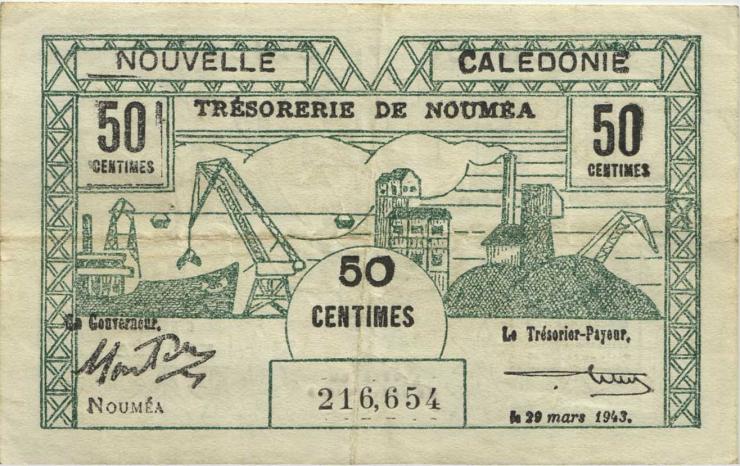 Neu Kaledonien / New Caledonia P.54 50 Centimes 1943 (3) 