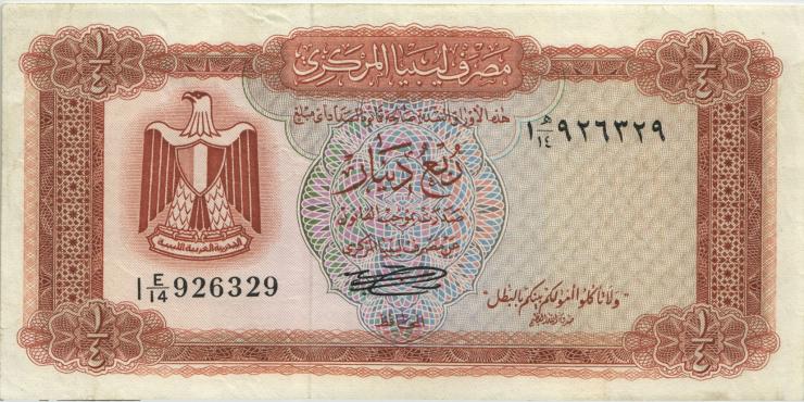 Libyen / Lybia P.033b 1/4 Dinar (1972) (2) 