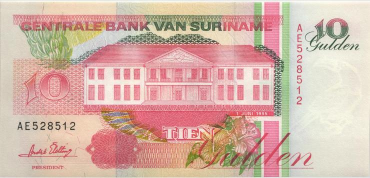 Surinam / Suriname P.137b 10 Gulden 1995 (1) 