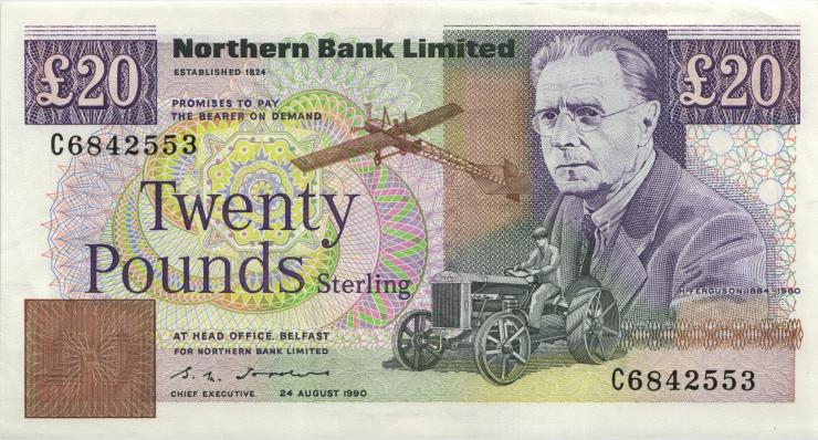 Nordirland / Northern Ireland P.195b 20 Pounds 1990 (2) 