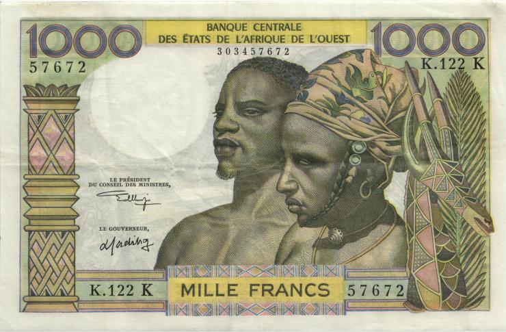 West-Afr.Staaten/West African States P.703KI 1000 Francs (1959-65) (3) 
