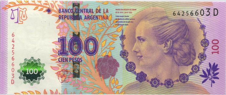 Argentinien / Argentina P.358b 100 Pesos (2012) Serie D (1) 