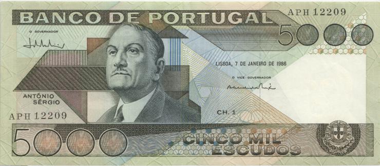 Portugal P.182e 5000 Escudos 1986 (2) 