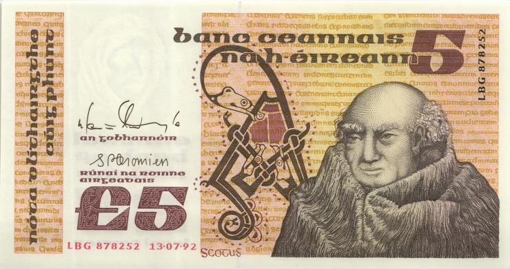Irland / Ireland P.71e 5 Pounds 1992 (1) 