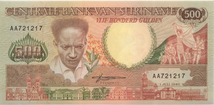 Surinam / Suriname P.135a 500 Gulden 1986 (1) 