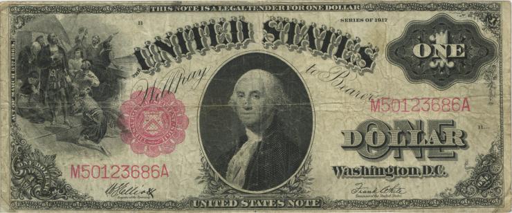 USA / United States P.187 1 Dollar 1917 United States Note (4) 