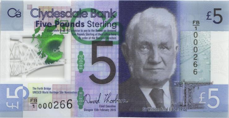 Schottland / Scotland P.229N 5 Pounds Sterling 2015 (1) 