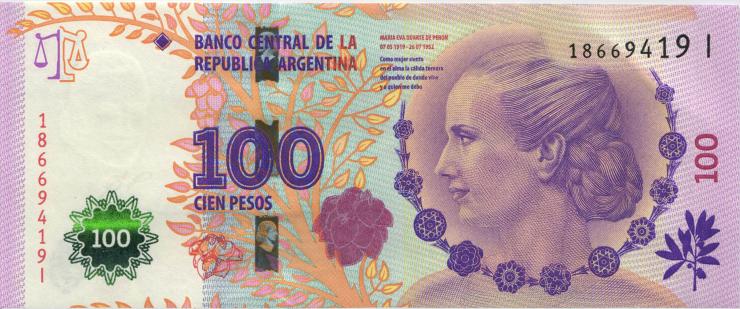 Argentinien / Argentina P.358b 100 Pesos (2012) Serie I (1) 