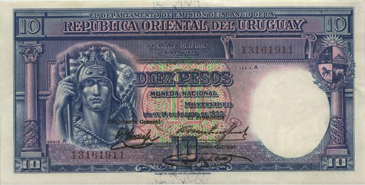 Uruguay P.030 10 Pesos 1935 (2+) 