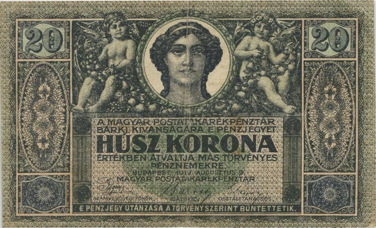 Ungarn / Hungary P.042 20 Kronen 9.8.1919 (3) 