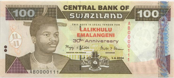 Swasiland / Swaziland P.33 100 Emalangeni 2004 AB0000111 (1) 