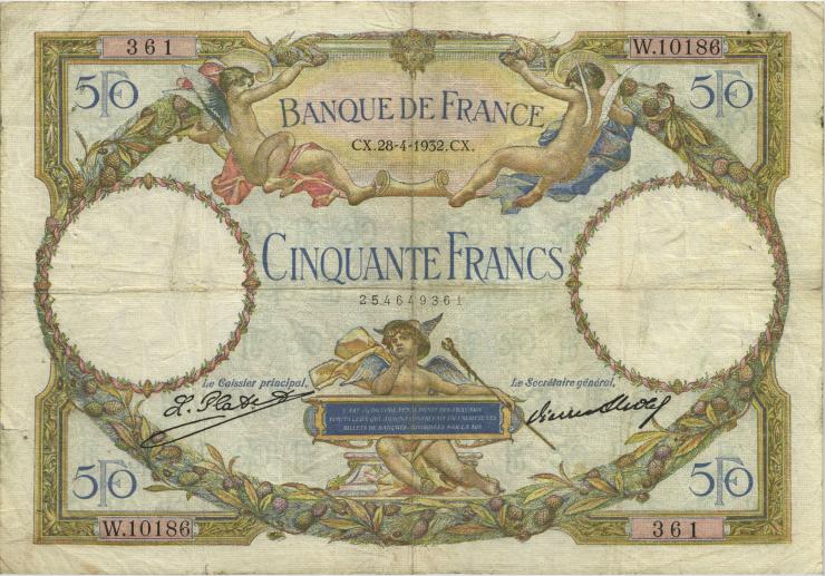 Frankreich / France P.080a 50 Francs 1932 (4) 