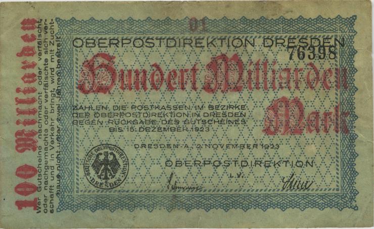 MG503.3b OPD Dresden 100 Milliarden Mark 1923 (3) Ziffer 1 
