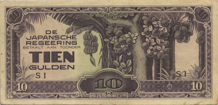 Ndl. Indien / Netherlands Indies P.125c 10 Gulden 1942 (3+) 