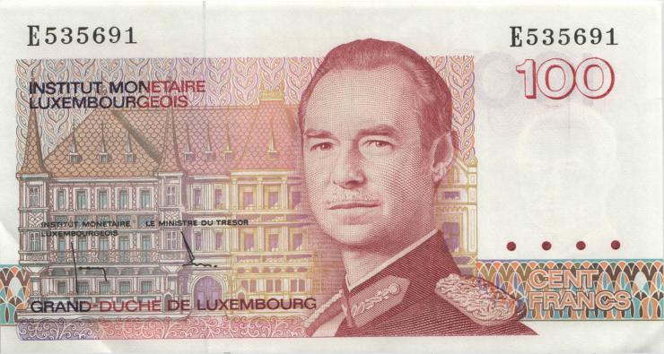 Luxemburg / Luxembourg P.58b 100 Francs (1986) (1-) 