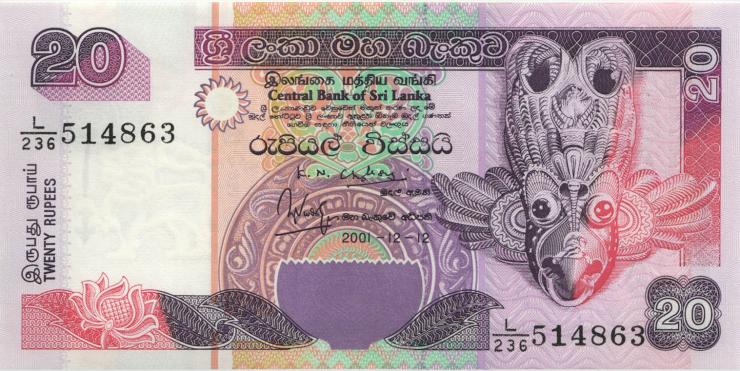 Sri Lanka P.109b 20 Rupien 2001 (1) 