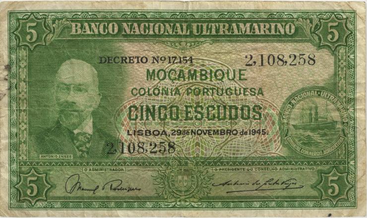 Mozambique P.094 5 Escudos 1945 (4) 