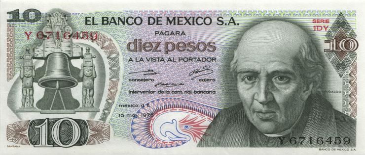 Mexiko / Mexico P.063h 10 Pesos 15.5.1975 (1) 