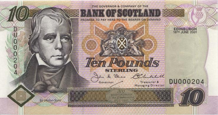 Schottland / Scotland P.120d 10 Pounds Sterling 2001 DU 000204 (1) 