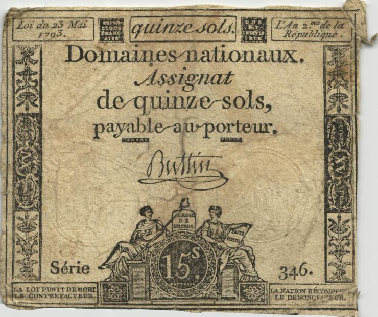 Frankreich / France P.A069 Assignat 15 Sols 23.5.1793 (4) 