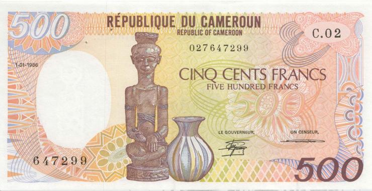 Kamerun / Cameroun P.24a 500 Francs 1986 (1) 