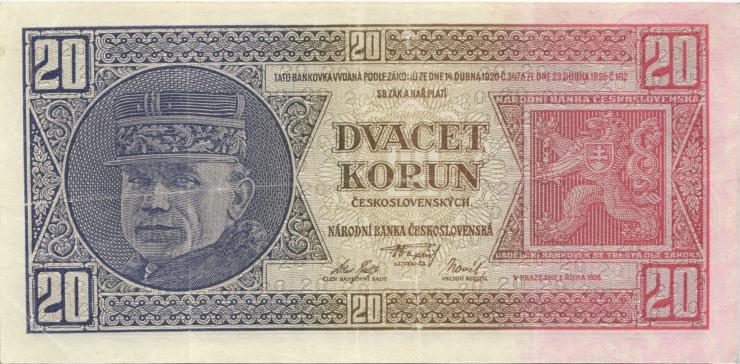 Tschechoslowakei / Czechoslovakia P.021a 20 Kronen 1926 (3) 
