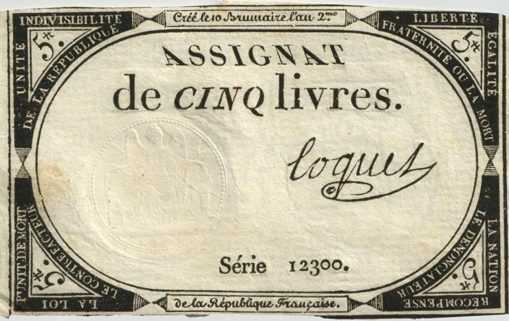 Frankreich / France P.A076 Assignat 5 Livres 1793 (4) 