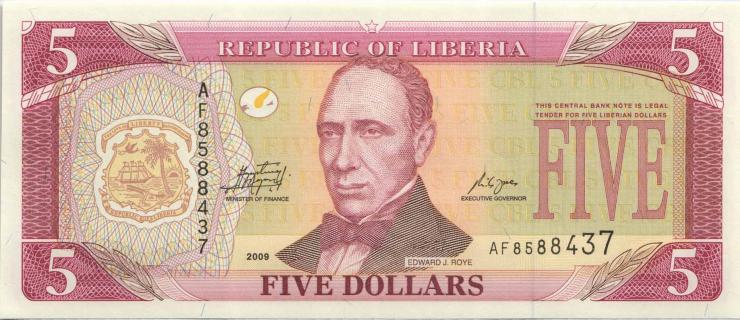 Liberia P.26e 5 Dollars 2009 (1) 