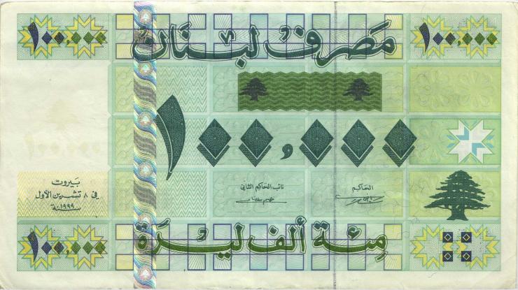 Libanon / Lebanon P.078 100.000 Livres 1999 (2+) 