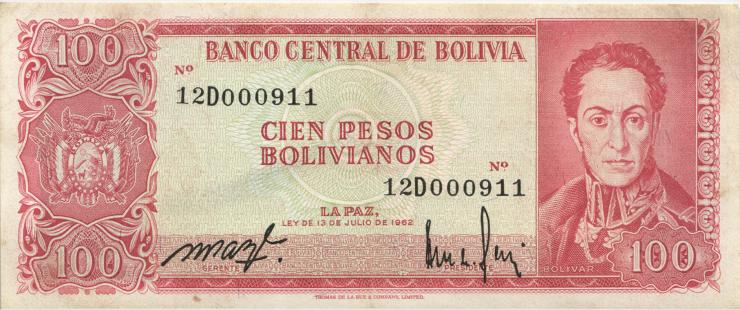 Bolivien / Bolivia P.164b 100 Pesos Bolivianos 1983 (3) 
