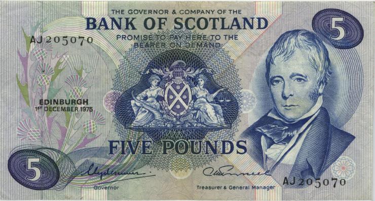 Schottland / Scotland P.112c 5 Pounds 1.12.1975 AJ (3) 