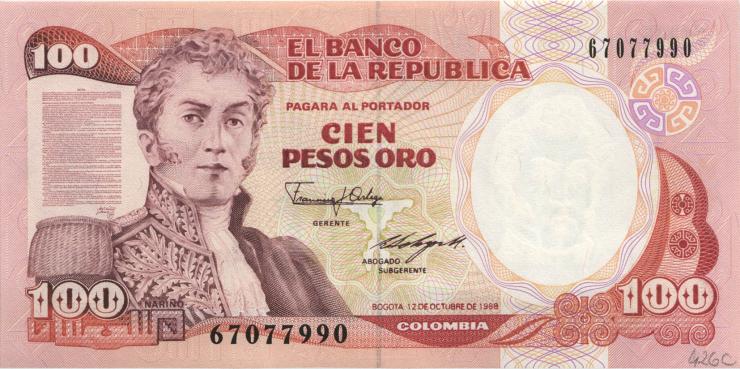 Kolumbien / Colombia P.426c 100 Pesos Oro 1988 (1) 