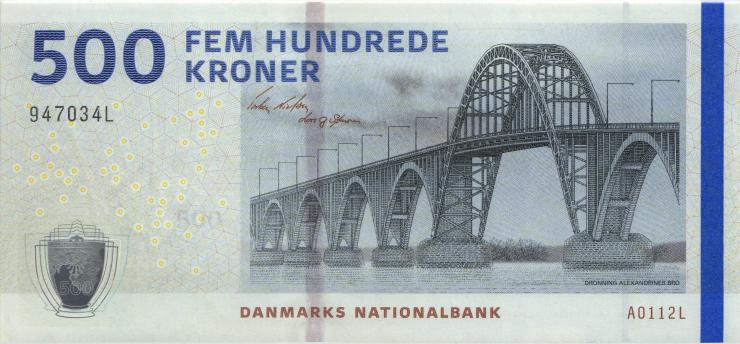 Dänemark / Denmark P.68b 500 Kronen 2011 A0 U.2 (1) Unterschrift 2 