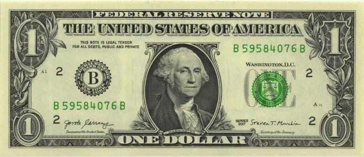 USA / United States P.544a 1 Dollar 2017 B (1) 