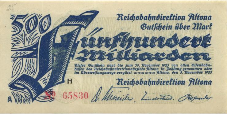 PS1124a Reichsbahn Altona 500 Milliarden Mark 1923 (1) 