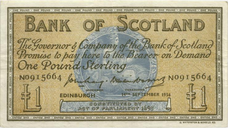 Schottland / Scotland P.100b 1 Pound 1956 (3) 