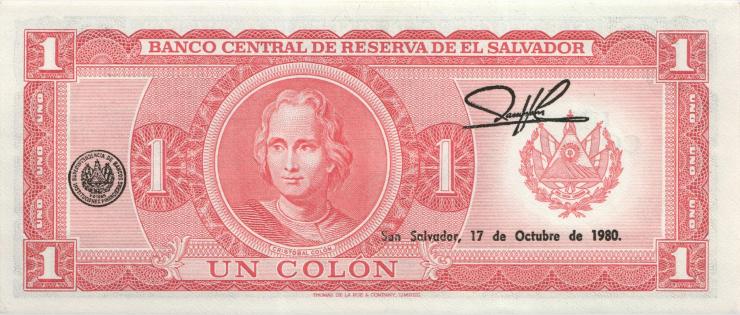 El Salvador P.125a 1 Colone 1977 (17.10.1980) (1) 