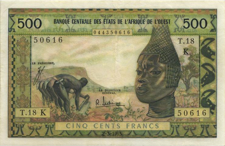 West-Afr.Staaten/West African States P.702Ke 500 Francs 2.3.1965 (3) 