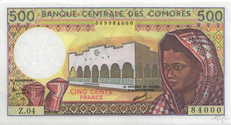 Komoren / Comoros P.10b1 500 Francs (1994) (1) 
