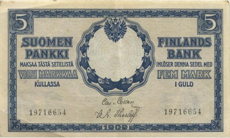 Finnland / Finland P.020 5 Markka 1909 (1918) (3/2) 
