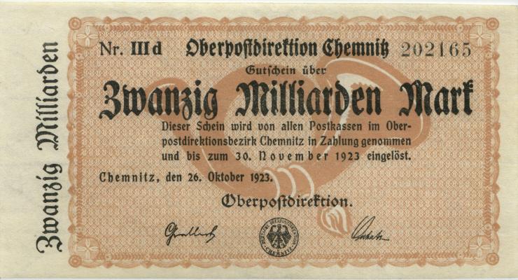 MG501.08 OPD Chemnitz 20 Milliarden Mark 1923 Nr. IIId (2) 