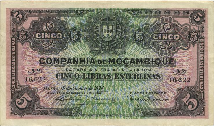 Mozambique P.R32 5 Libras 1934 (3) 