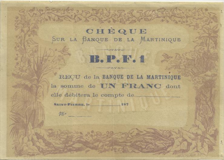 Martinique P.05A 1 Francs (1870) (2) 