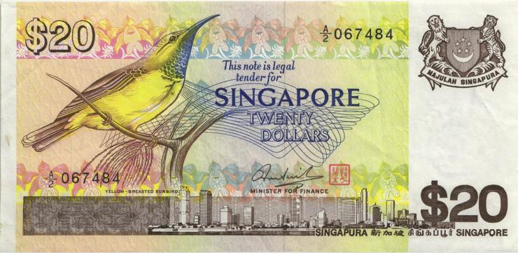 Singapur / Singapore P.12 20 Dollars (1979) (3+) 